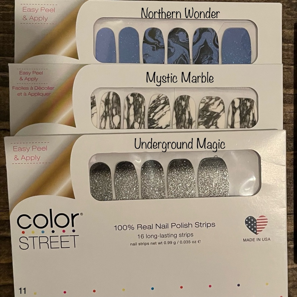 NWT 3 Retired Color Street Nail Polish Strips!